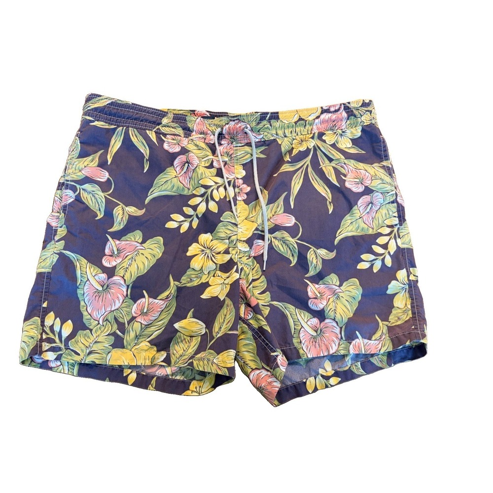 Men's Vtg Polo Ralph Lauren Cotton Blend Floral Purple Swim Trunks Sz Large